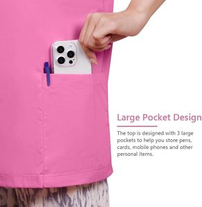 Tunique de travail rose pour femme en polycoton de qualité supérieure, uniforme de chef pour femme, tunique de travail lavande et blanche avec empiècements contrastants, broderie personnalisée - Product Image 5