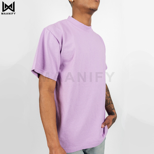 เสื้อยืดคอตตอนหนาน้ำหนักมากสไตล์วินเทจสำหรับผู้ชาย ย้อมสีแบบ Garment Dyed ทรงโอเวอร์ไซส์ สตรีทแวร์ เสื้อยืดเปล่าๆ แฟชั่นลำลอง - Product Image 4