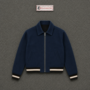 Blouson Bomber Bleu Marine Premium pour Homme – Style Décontracté Quotidien, Fermeture Éclair Avant, Col Rabattable, Couleur Unie, Polyester, Coupe Classique - Product Image 5