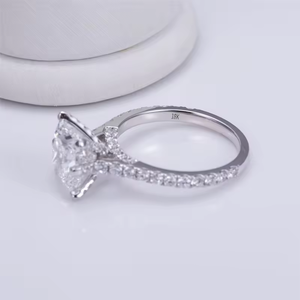 Princess Cut Diamond Engagement Ring 925 Silver Rhodium Plated Pave Setting Women's Classic Fine Jewelry - Product Image 2