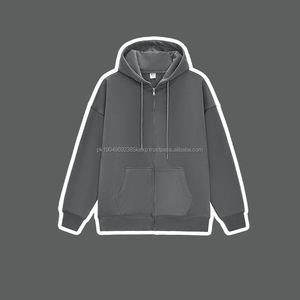 Vente en gros de sweats à capuche doublés en polaire 430g coton + polyester à col zippé personnalisés sweats à capuche unisexes à fermeture éclair complète - Product Image 5