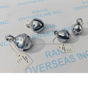 Decorative Polished Brass Silver-Plated Modern Jingle Bells Hanging Bell Set 4 Pcs Festive Christmas <b>Home</b> Door Wall Craft - Product Image 2