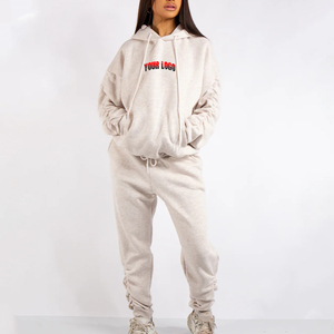 Conjunto de sudadera y pantalones deportivos de alta calidad para mujer, con MOQ bajo, conjunto de dos piezas de sudaderas con capucha para invierno. - Product Image 1