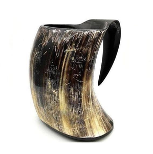 Mug à bière personnalisable haut de gamme en corne de bœuf 100% naturelle, poli, style animalier, écologique, vente en gros - Product Image 2