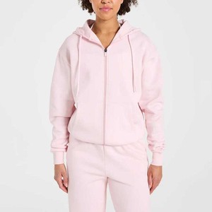 Low MOQ Wholesale Custom Women's Casual Two Piece Full Zip Hooded Tracksuit <b>Set</b> Comfortable Sweatsuit For Jogging At Low Price - Product Image 4
