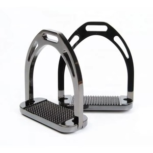 Estribos de Equitación Inglesa Elegantes con Cubierta de Cuero, Plataforma Ancha y Reposapiés Cómodo, Accesorios para Caballos - Product Image 1