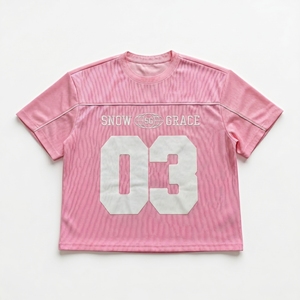 Snow Grace 03 T-shirt sportif rose pour homme à manches courtes col rond respirant tricoté coupe régulière - Product Image 1