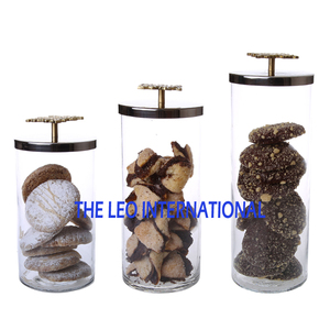 Wholesale Factory Food Grade Airtight Glass Jar Spice Sealable <b>Decorative</b> Glass Canister with Golden Flower - Product Image 6