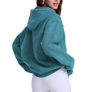 Sudadera con Capucha de Algodón Suave para Mujer, Estilo Urbano, Tejido Grueso Lavado, para Looks Casuales y a la Moda - Product Image 2