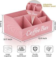 Organisateur de comptoir en bois rose avec logo personnalisé pour bar à café, boîte de rangement pour station à café, pour restaurant, hôtel, vente en gros