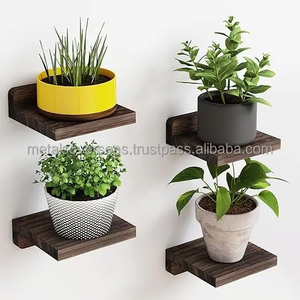 Juego de Cuatro Estantes Flotantes de Estilo Europeo con Diseño de Maceta de Madera Tallada a Mano, Decoración Premium para Montar en la Pared - Product Image 6