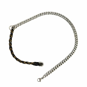 Pure Titanium Steel Gold Plated <b>Chain</b> with Black and Light Brown Beaded <b>Rope</b> Necklace for Men and Boys-17 Inch - Product Image 6