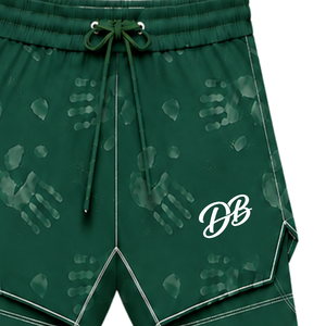 Short de bain vert foncé et blanc, léger, séchage rapide, respirant, avec cordon de serrage à la taille, pour l'entraînement, la performance, la natation et le sport - Product Image 3