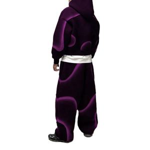 Streetwear Vintage Tracksuit Streetwear Heavy Weight Cotton Acid Wash Joggingsuit Custom Reflective Logo Tracksuit Man - Product Image 2