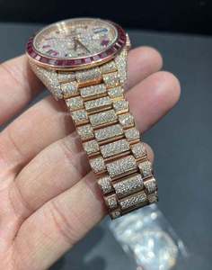 Nouvelle Arrivée Montre Automatique Rose Baguette VVS Moissanite Diamant Acier Inoxydable Iced Out Hip Hop Bling Luxe Mode Homme - Product Image 2