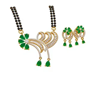 Luxury <b>Bridal</b> Zircon Gold Plated Women's <b>Jewelry</b> <b>Set</b> with Black Beads Necklace and Earrings for Engagement Wedding - Product Image 1
