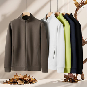 Wholesale High-Quality 450Gsm Heavy Weight Men's Stand Collar Custom Logo Zipper Men's <b>Fleece</b>-<b>Lined</b> Autumn Winter <b>Jacket</b> - Product Image 5