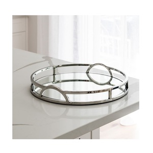 Luxury Decorative Metal And <b>Mirror</b> Tray For Coffee Table Display With Shiny <b>Mirror</b> Base For Home And Hotel Use - Product Image 4