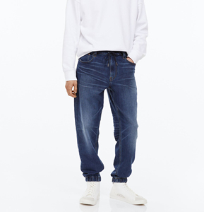 Jean en denim coupe droite pour homme, taille mi-haute, coupe ample, en coton délavé, décontracté, pour l'automne, couleur unie, tissu tissé - Product Image 1