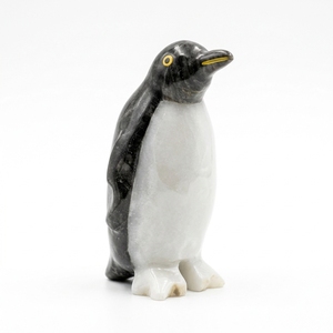Figurines de pingouins en onyx sculptées à la main, personnalisées OEM/ODM, 5 pouces, style animal, sculpture en pierre, décoration de vacances, cadeau - Product Image 1