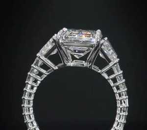 Gorgeous 3Ct Emerald Cut White Moissanite Sparkly Full Eternity Ring Original 925 Sterling Silver Wedding Bridle Proposal Gift - Product Image 4