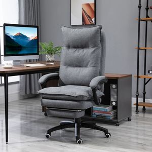 Sedia da Ufficio Direzionale con Rotazione a 360°, Reclinabile Regolabile, Poggiapiedi Retrattile, Base in Nylon, Colore Grigio, Certificata BIFMA - Product Image 2