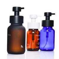Bouteille de nettoyage vide 200ml 250ml Distributeur de savon en mousse de verre ambré givré Bouteille en verre à pompe à mousse de 8 oz