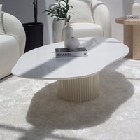 Table basse irrégulière en quartz blanc Vandana Zenova Astra avec options de couleur double base
