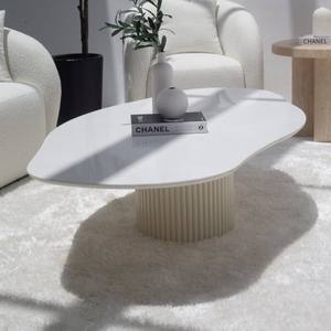 Table basse irrégulière en quartz blanc Vandana Zenova Astra avec options de couleur double base - Product Image 6