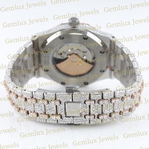 Novedades Pass Diamond Tester D VVS Totalmente helado Moissanite Diamond Rose Gold Tow Tone Auto Date Hip Hop Reloj para hombres - Product Image 4