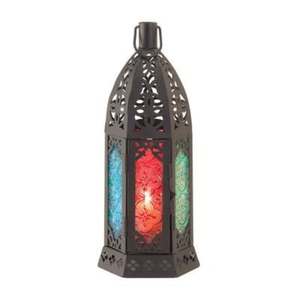 Classic design Metal Lantern With Colorful Glass <b>Panels</b> For Home Decoration Durable Design Eid Decorative Lantern - Product Image 1