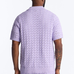 Solid Color Smart Casual Men Summer Two Piece <b>Knitted</b> Printed Shirt Shorts <b>Set</b> High Street Style Breathable 100% Cotton Men <b>Set</b> - Product Image 2