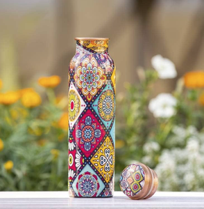 Elegante Recipiente de Agua de Cobre con Diseño Floral Colorido, Ideal para la Hidratación Diaria en el Hogar, Viajes y Fiestas - Product Image 3