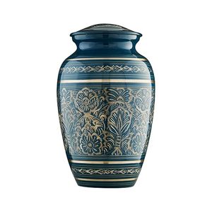 Classic Teardrop Ceramic <b>Urn</b> with Gold Floral Design for Dogs Airtight Pet Memorial Vase - Product Image 4