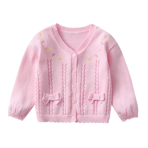 Suéter para niñas, oferta, color liso, ropa de primavera y otoño para niñas, suéter de punto de algodón para niños, producción en masa - Product Image 1