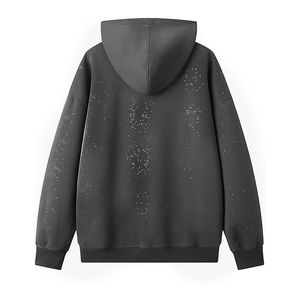 Sweat à capuche unisexe oversize en polaire avec strass en cristal, broderie de lettres personnalisée, style streetwear - Product Image 3
