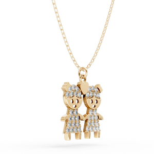 Cute Cartoon Girl Pendant Necklace 18K Gold Plated Crystal Rhinestone Link Chain Women's Jewelry <b>Gift</b> - Product Image 2