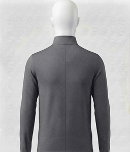 Suéter de Punto Gris Oscuro para Hombre, Cuello Alto, Cierre de Cremallera de un Cuarto, Manga Larga, Corte Regular, para Otoño, Secado Rápido, Diseño Sólido - Product Image 2