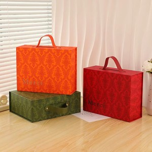 Vintage Flip Lid Belt <b>Gift</b> <b>Box</b> Large Capacity <b>Empty</b> Paper <b>Box</b> With Carry Bag Business Corporate Event Giveaway Packaging - Product Image 2