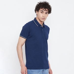 เสื้อโปโลผ้าฝ้ายสีน้ำเงินคุณภาพสูงสำหรับผู้ชาย แขนสั้น ปักลาย ขายส่งราคาถูก สำหรับฤดูร้อน - Product Image 4