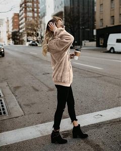 Women's Sherpa Fleece <b>Hoodie</b> Warm <b>Teddy</b> Pullover Winter Sweatshirt Ladies Plush Sherpa <b>Hoodie</b> Soft Fuzzy Fleece Winter Pullover - Product Image 3