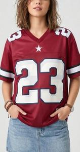 SUBHAY เสื้อฟุตบอลอเมริกันสีแดงเลือดนกสำหรับผู้ชายหมายเลข 23 แขนสั้นคอวีผ้าโพลีเอสเตอร์ระบายอากาศได้ดีชุดกีฬาทรงพอดีตัว - Product Image 2
