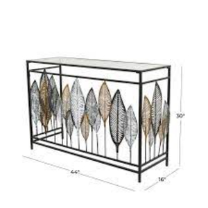 Table console de luxe en métal plaqué or de haute qualité, au design floral attrayant, à un prix impressionnant - Product Image 4