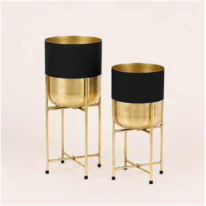 Exclusive Metal Planter with Gold <b>Stand</b> Set of 2 Luxury Indoor Floor Standing Flower <b>Pot</b> Wholesale Iron Decorative Planters - Product Image 6