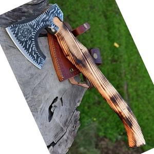 Hacha de Acero de Damasco de Grado Industrial de Alta Calidad de Fábrica NM con Mango de Madera de Fresno, Uso Multiusos para Camping - Product Image 6