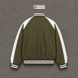 NUEVA Chaqueta Varsity de Lana Verde Oliva para Hombre, Chaqueta Bomber de Béisbol de Alta Calidad con Logotipos Personalizados, Estilo Urbano, Moda de Invierno - Product Image 6