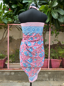 Women Floral Print Asymmetric Swimdress Bandeau Neckline Stretch Spandex Polyester Knitted Pareo <b>Beach</b> <b>Wrap</b> - Product Image 5