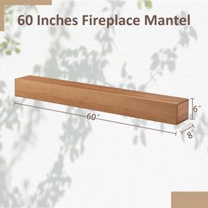 Solid Pine 60\" <b>Wall</b> Mounted <b>Floating</b> Shelf Natural Fireplace Mantel Accessory - Product Image 2