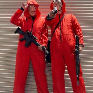 Money Heist La Casa de papel Salvador Dali Mask ชุดจั๊มสูทสีแดงสำหรับผู้ใหญ่ฮาโลวีนคอสเพลย์และปาร์ตี้ - Product Image 6