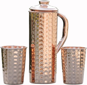 Carafe en cuivre au design métallique classique pour l'eau potable, avec impression personnalisée de haute qualité pour cadeau de mariage - Product Image 1
